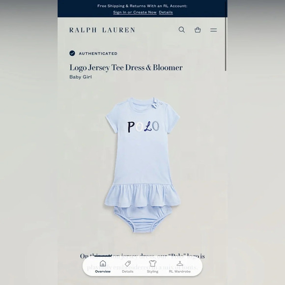 Ralph Lauren polo baby girl ruffle dress 3-6m - Picture 4 of 4